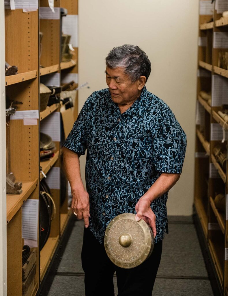 After retiring from UH Mānoa in 2011, Dr. Ricardo Trimillos saw it as his kuleana (responsibility) to continue overseeing the university’s ethnomusicology collection as a volunteer.