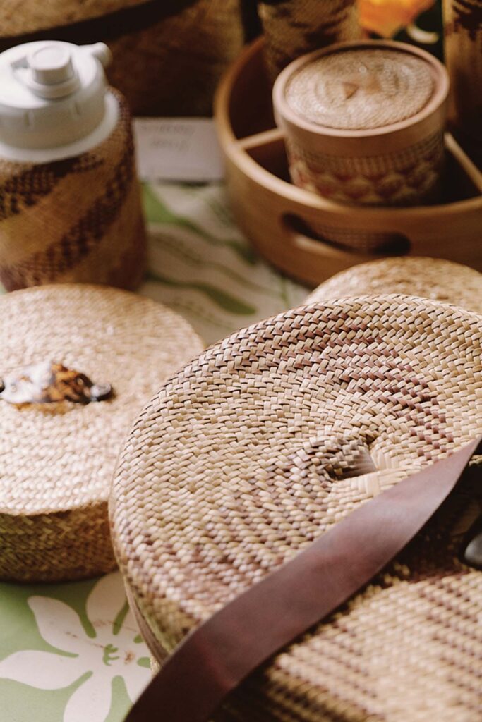 a group of woven baskets